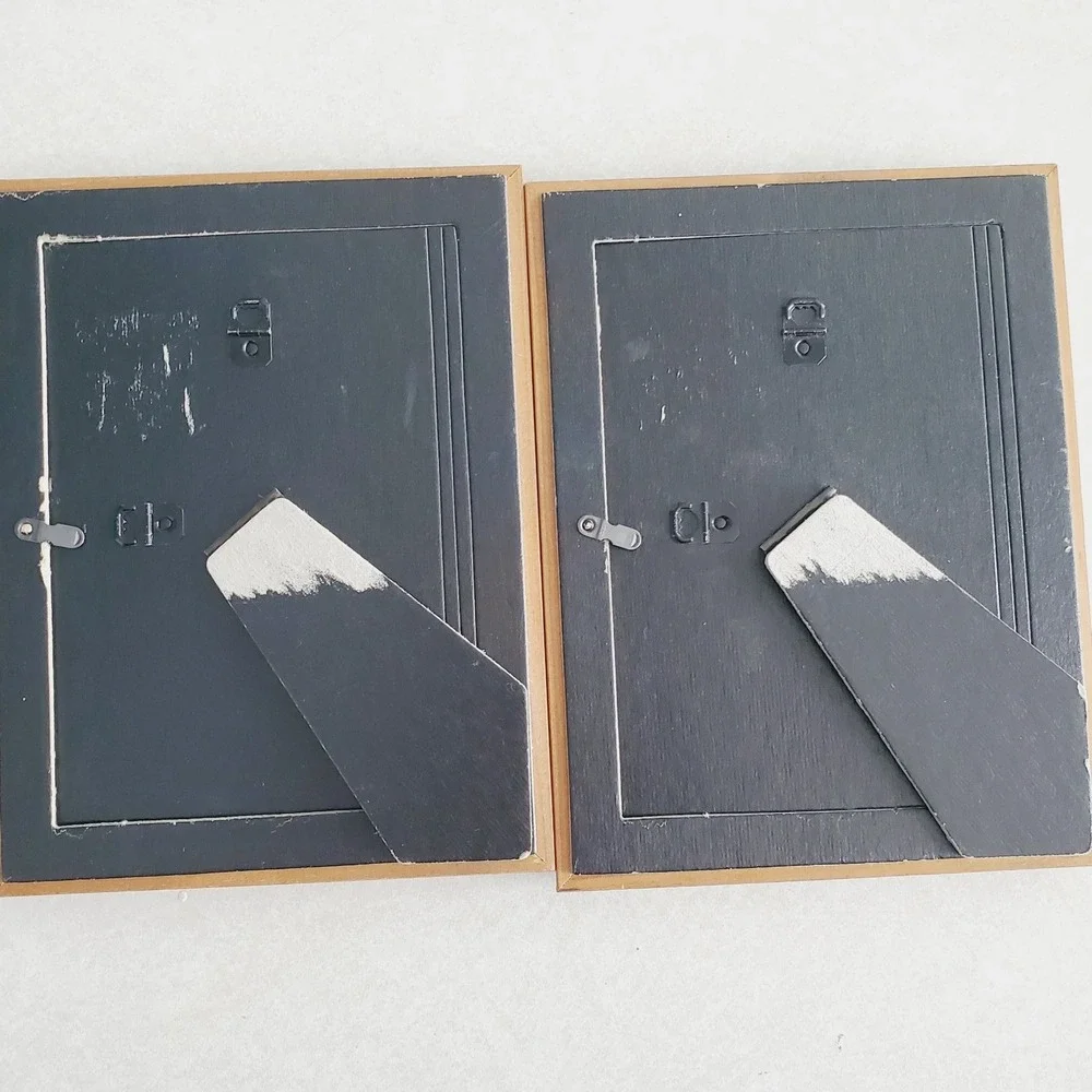 Vintage Wooden Picture Frame Light Brown Set of 2 Tabletop Wall Decor 5x7